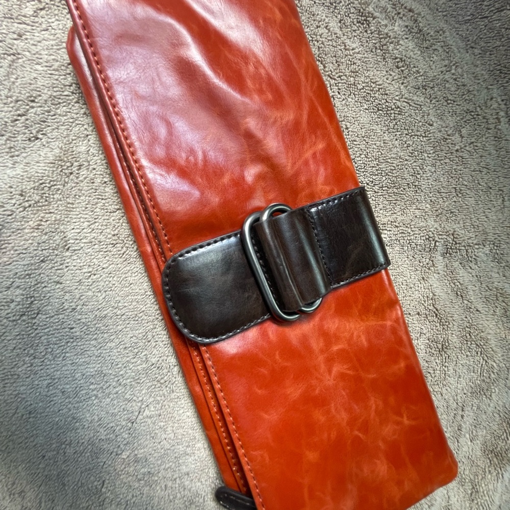 Elegant Brown and Orange Clutch